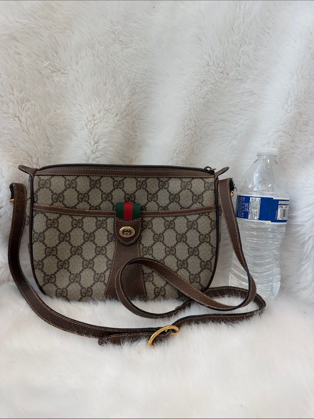 Gucci Brown GG Canvas Crossbody with Green-Red Web Detail Authentic!! Vintage - Picture 3 of 16